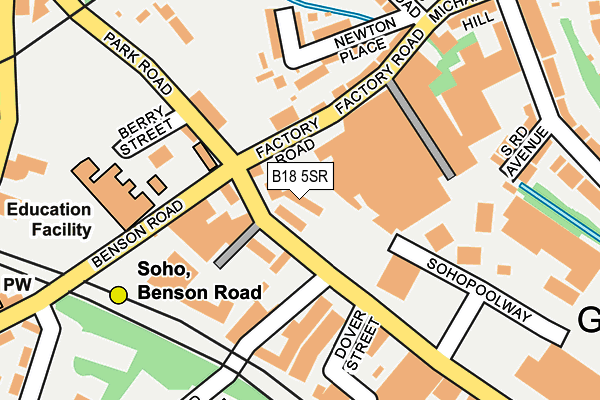 B18 5SR map - OS OpenMap – Local (Ordnance Survey)