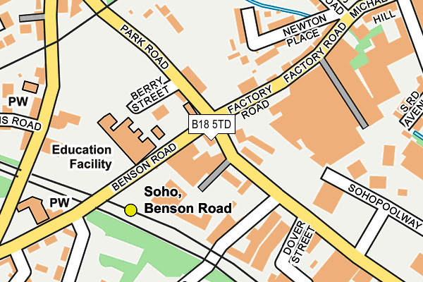 B18 5TD map - OS OpenMap – Local (Ordnance Survey)