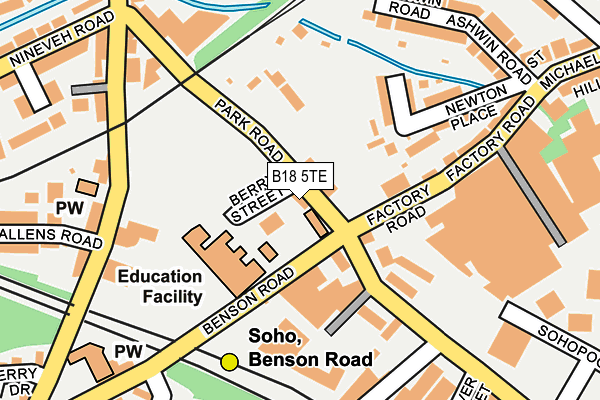 B18 5TE map - OS OpenMap – Local (Ordnance Survey)
