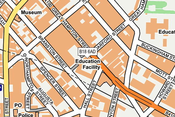 B18 6AD map - OS OpenMap – Local (Ordnance Survey)