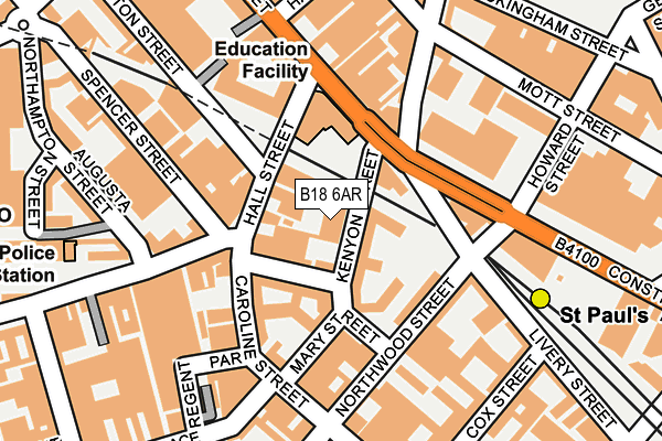 B18 6AR map - OS OpenMap – Local (Ordnance Survey)