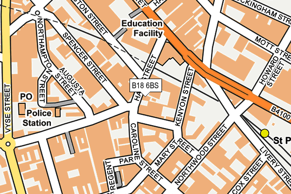 B18 6BS map - OS OpenMap – Local (Ordnance Survey)