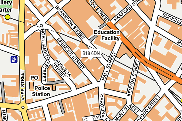 B18 6DN map - OS OpenMap – Local (Ordnance Survey)