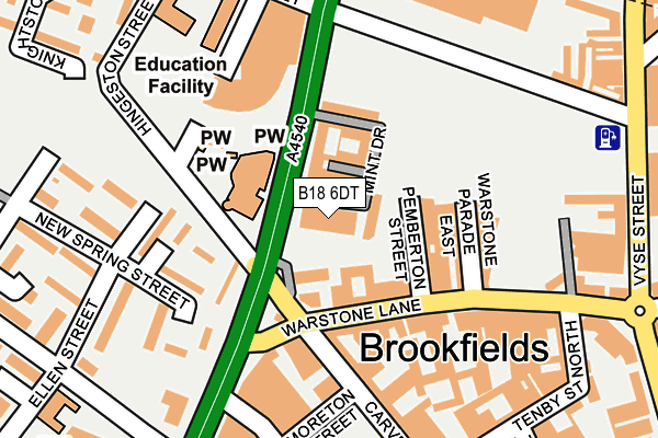 B18 6DT map - OS OpenMap – Local (Ordnance Survey)