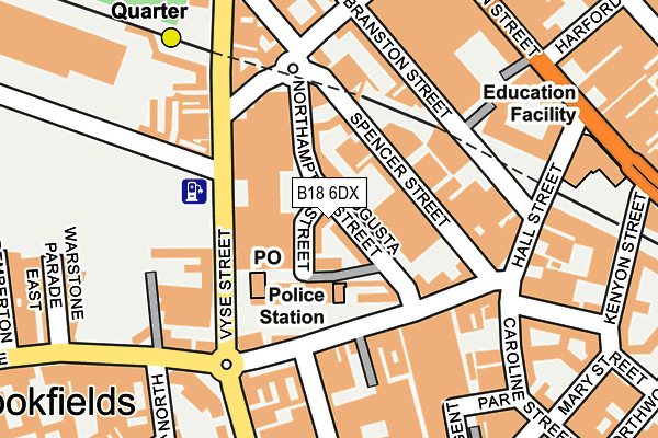 B18 6DX map - OS OpenMap – Local (Ordnance Survey)
