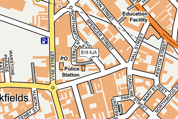 B18 6JA map - OS OpenMap – Local (Ordnance Survey)