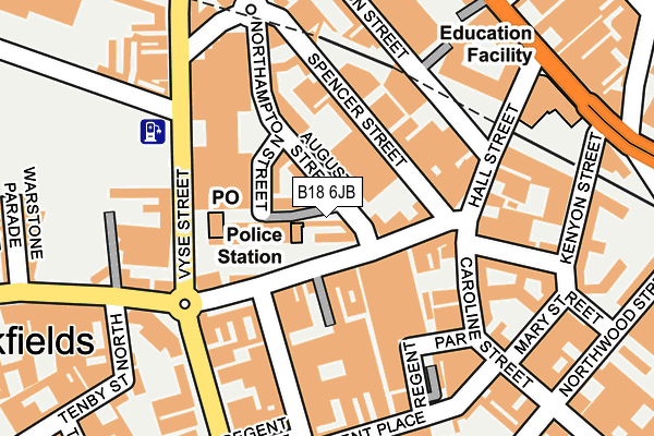 B18 6JB map - OS OpenMap – Local (Ordnance Survey)