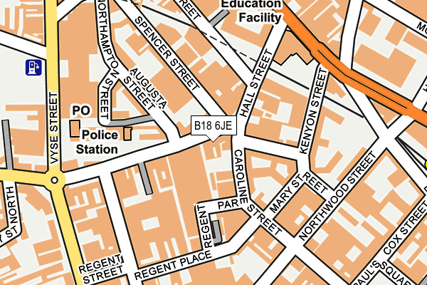 B18 6JE map - OS OpenMap – Local (Ordnance Survey)