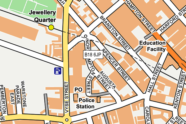 B18 6JP map - OS OpenMap – Local (Ordnance Survey)