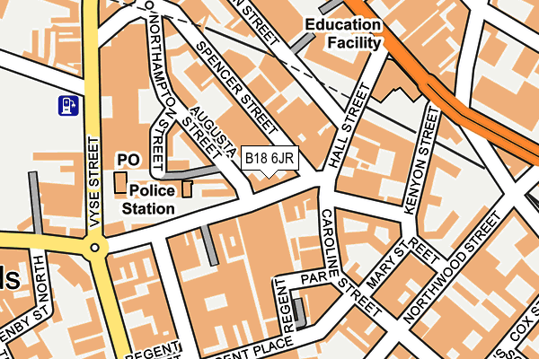 B18 6JR map - OS OpenMap – Local (Ordnance Survey)