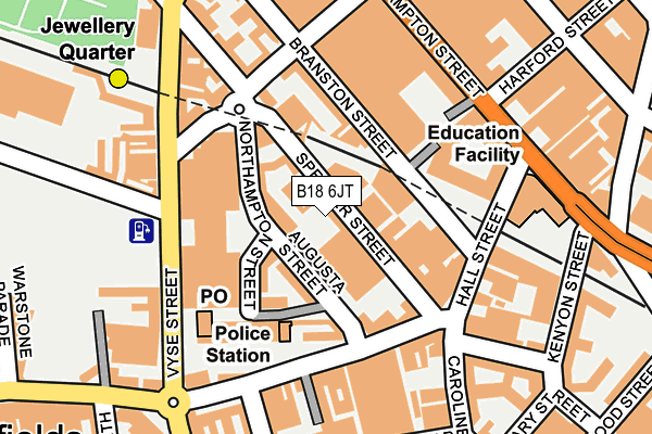 B18 6JT map - OS OpenMap – Local (Ordnance Survey)