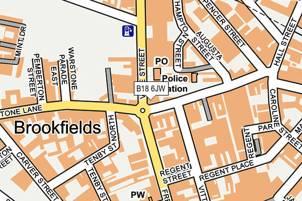 B18 6JW map - OS OpenMap – Local (Ordnance Survey)