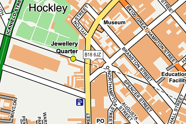 B18 6JZ map - OS OpenMap – Local (Ordnance Survey)