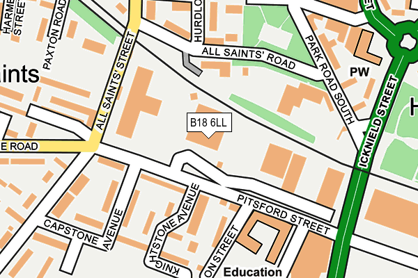 B18 6LL map - OS OpenMap – Local (Ordnance Survey)