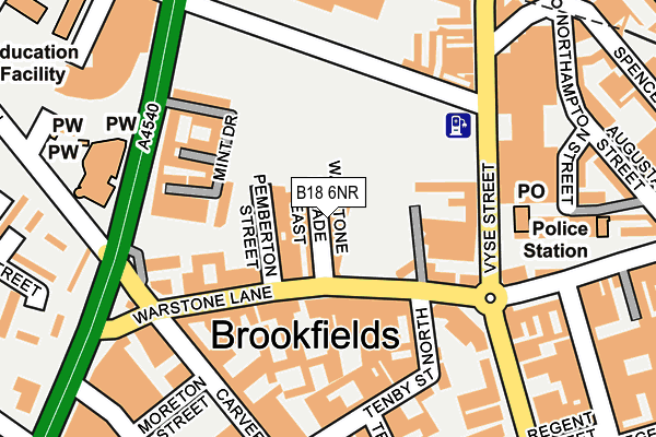 B18 6NR map - OS OpenMap – Local (Ordnance Survey)