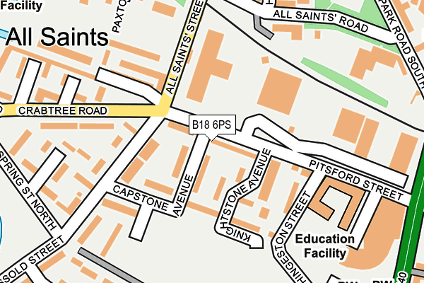 B18 6PS map - OS OpenMap – Local (Ordnance Survey)