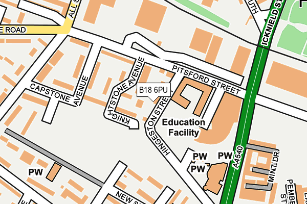 B18 6PU map - OS OpenMap – Local (Ordnance Survey)
