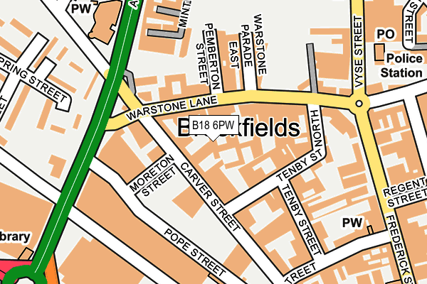 B18 6PW map - OS OpenMap – Local (Ordnance Survey)