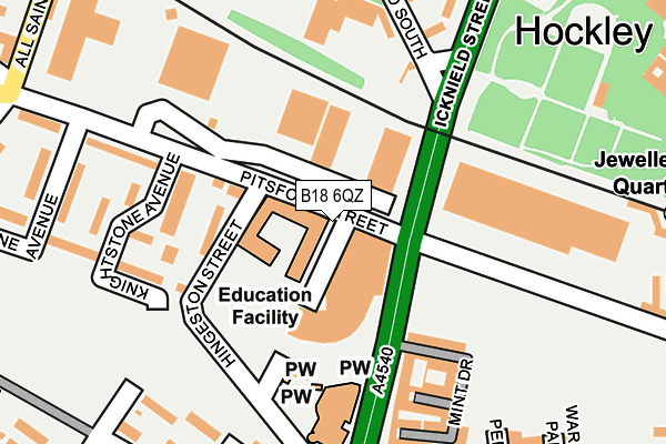 B18 6QZ map - OS OpenMap – Local (Ordnance Survey)