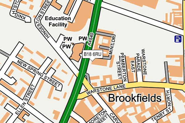 B18 6RU map - OS OpenMap – Local (Ordnance Survey)