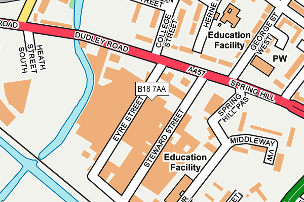 B18 7AA map - OS OpenMap – Local (Ordnance Survey)