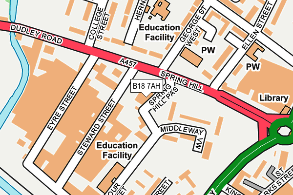 B18 7AH map - OS OpenMap – Local (Ordnance Survey)