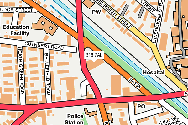 B18 7AL map - OS OpenMap – Local (Ordnance Survey)