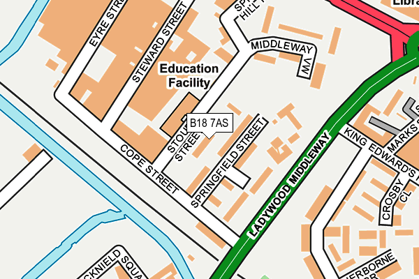 B18 7AS map - OS OpenMap – Local (Ordnance Survey)