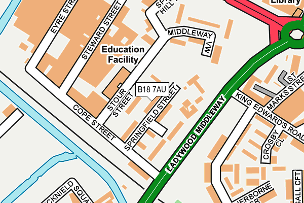 B18 7AU map - OS OpenMap – Local (Ordnance Survey)