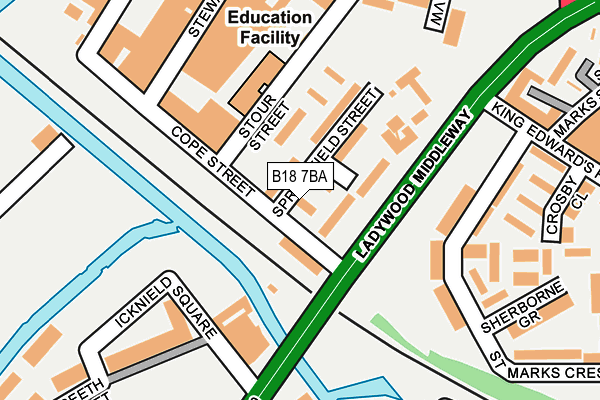 B18 7BA map - OS OpenMap – Local (Ordnance Survey)