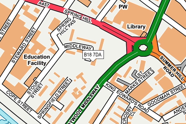 B18 7DA map - OS OpenMap – Local (Ordnance Survey)