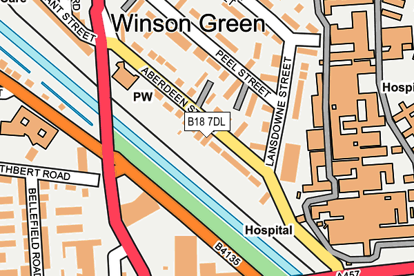 B18 7DL map - OS OpenMap – Local (Ordnance Survey)