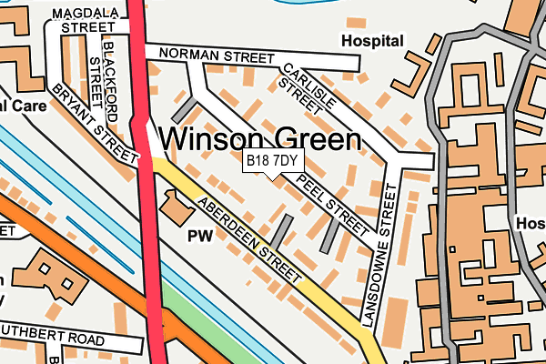 B18 7DY map - OS OpenMap – Local (Ordnance Survey)