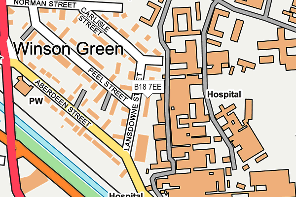 B18 7EE map - OS OpenMap – Local (Ordnance Survey)