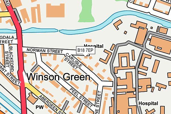 B18 7EP map - OS OpenMap – Local (Ordnance Survey)