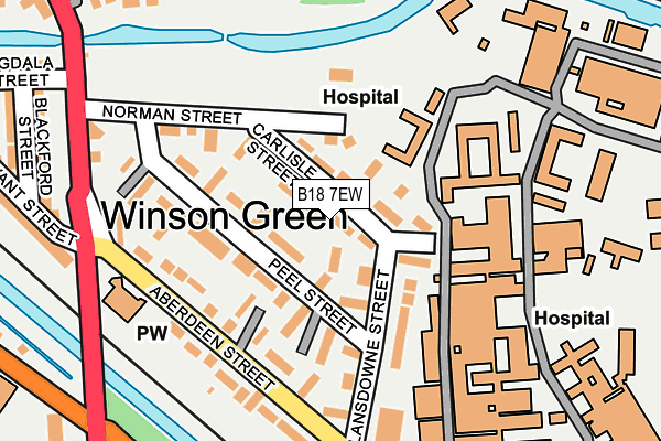 B18 7EW map - OS OpenMap – Local (Ordnance Survey)