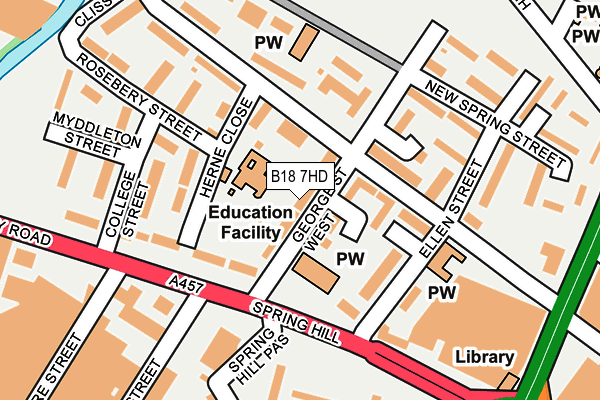 B18 7HD map - OS OpenMap – Local (Ordnance Survey)