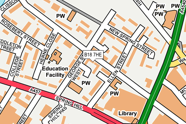 B18 7HE map - OS OpenMap – Local (Ordnance Survey)