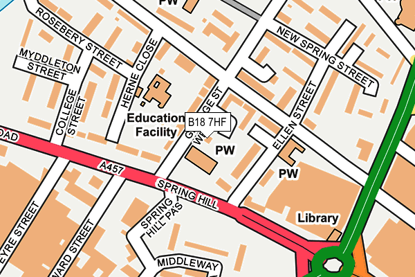 B18 7HF map - OS OpenMap – Local (Ordnance Survey)