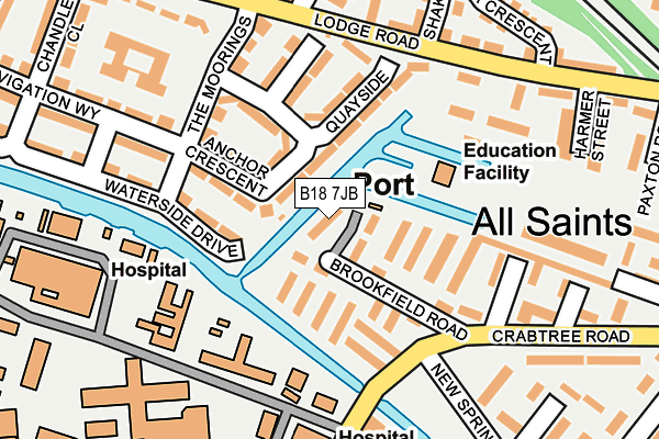 B18 7JB map - OS OpenMap – Local (Ordnance Survey)