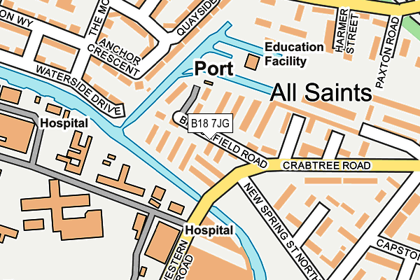B18 7JG map - OS OpenMap – Local (Ordnance Survey)