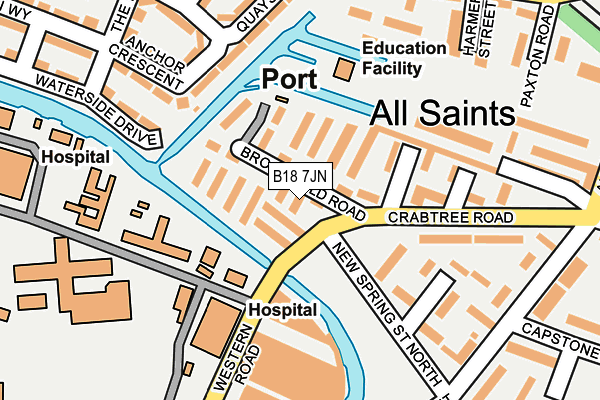 B18 7JN map - OS OpenMap – Local (Ordnance Survey)