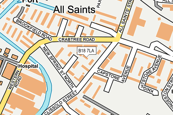 B18 7LA map - OS OpenMap – Local (Ordnance Survey)