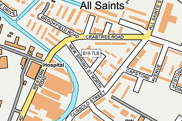 B18 7LB map - OS OpenMap – Local (Ordnance Survey)