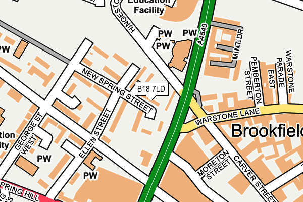 B18 7LD map - OS OpenMap – Local (Ordnance Survey)