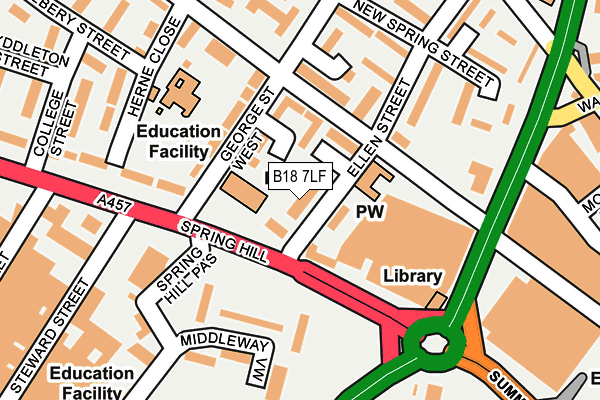 B18 7LF map - OS OpenMap – Local (Ordnance Survey)