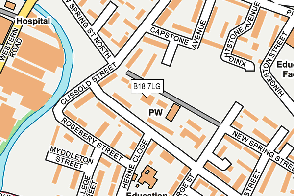 B18 7LG map - OS OpenMap – Local (Ordnance Survey)