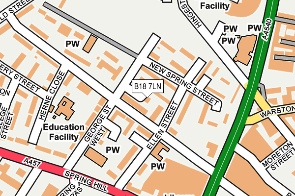 B18 7LN map - OS OpenMap – Local (Ordnance Survey)