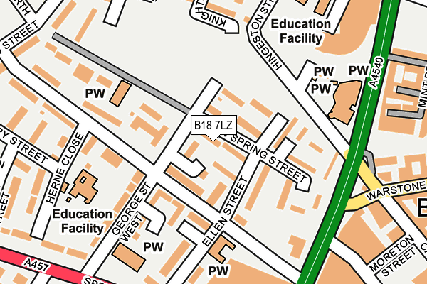 B18 7LZ map - OS OpenMap – Local (Ordnance Survey)