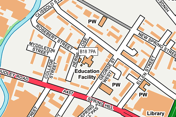 B18 7PA map - OS OpenMap – Local (Ordnance Survey)